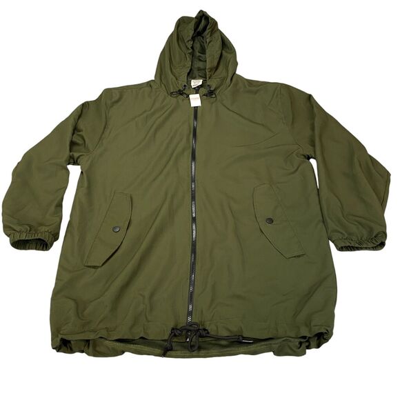 Victoria's Secret PINK Anorak Jacket Womens M Olive Mesh Lined Hooded Full Zip - Picture 8 of 16